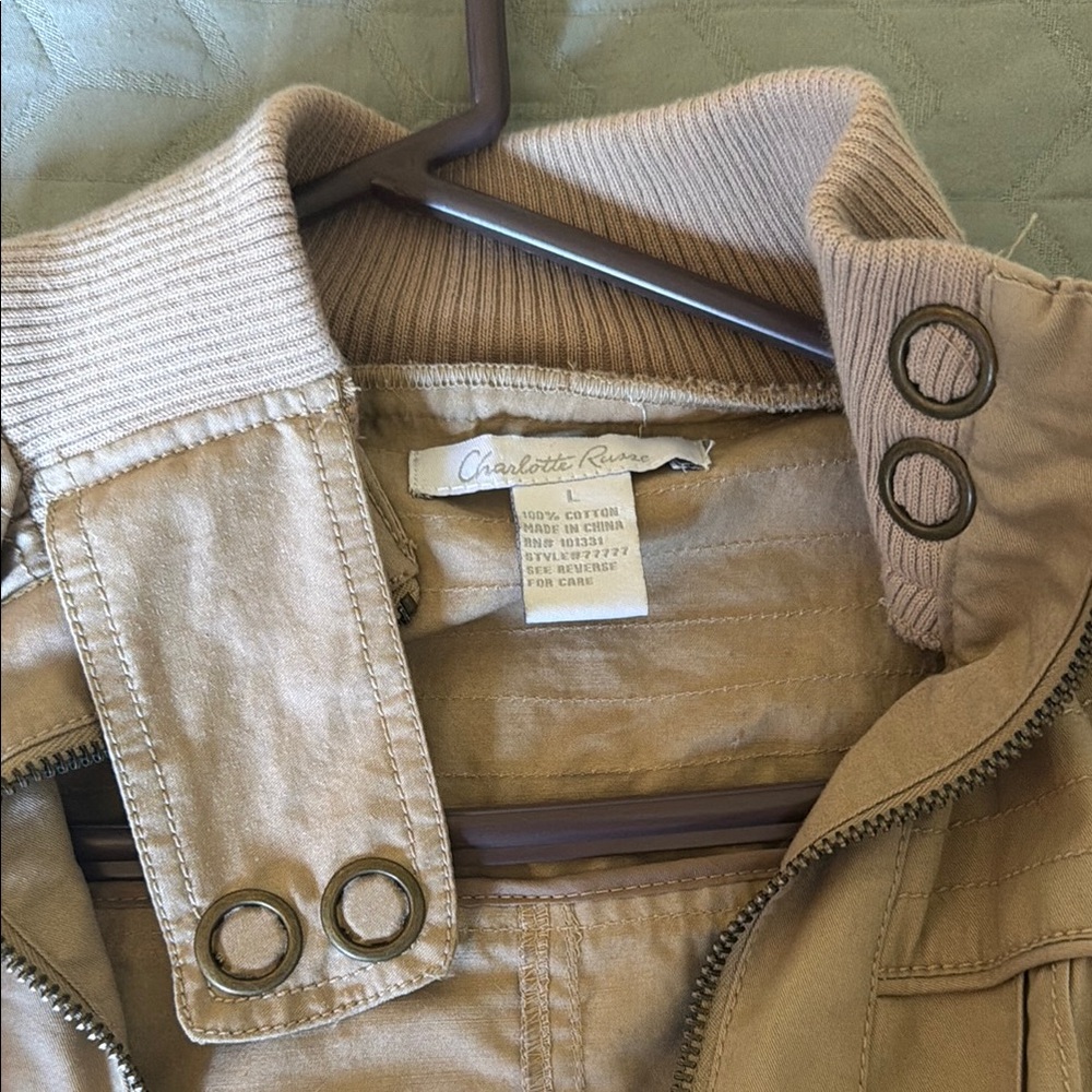 Charlotte Russe Womens Neutral Tan Bomber Jacket - Picture 3 of 5